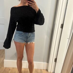 We The Free Black Off-Shoulder Sweater